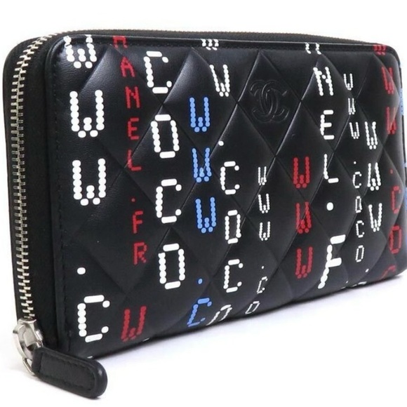 Authentic CHANEL Zip Around Long Wallet Black/ Multicolor Lambskin leather - Picture 8 of 15